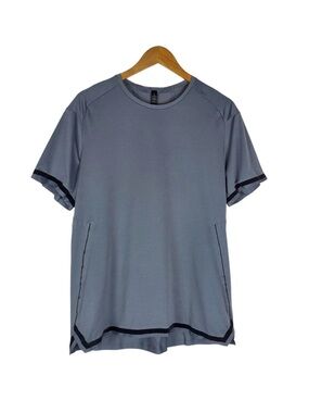 Lululemon Fast Free Bold Lines Short Sleeve Shirt Mens L Asphalt Gray Reflective